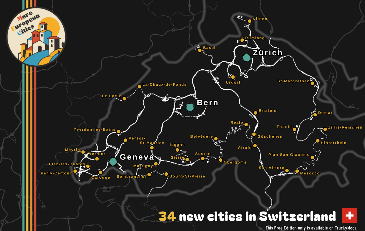 More european cities free edition map